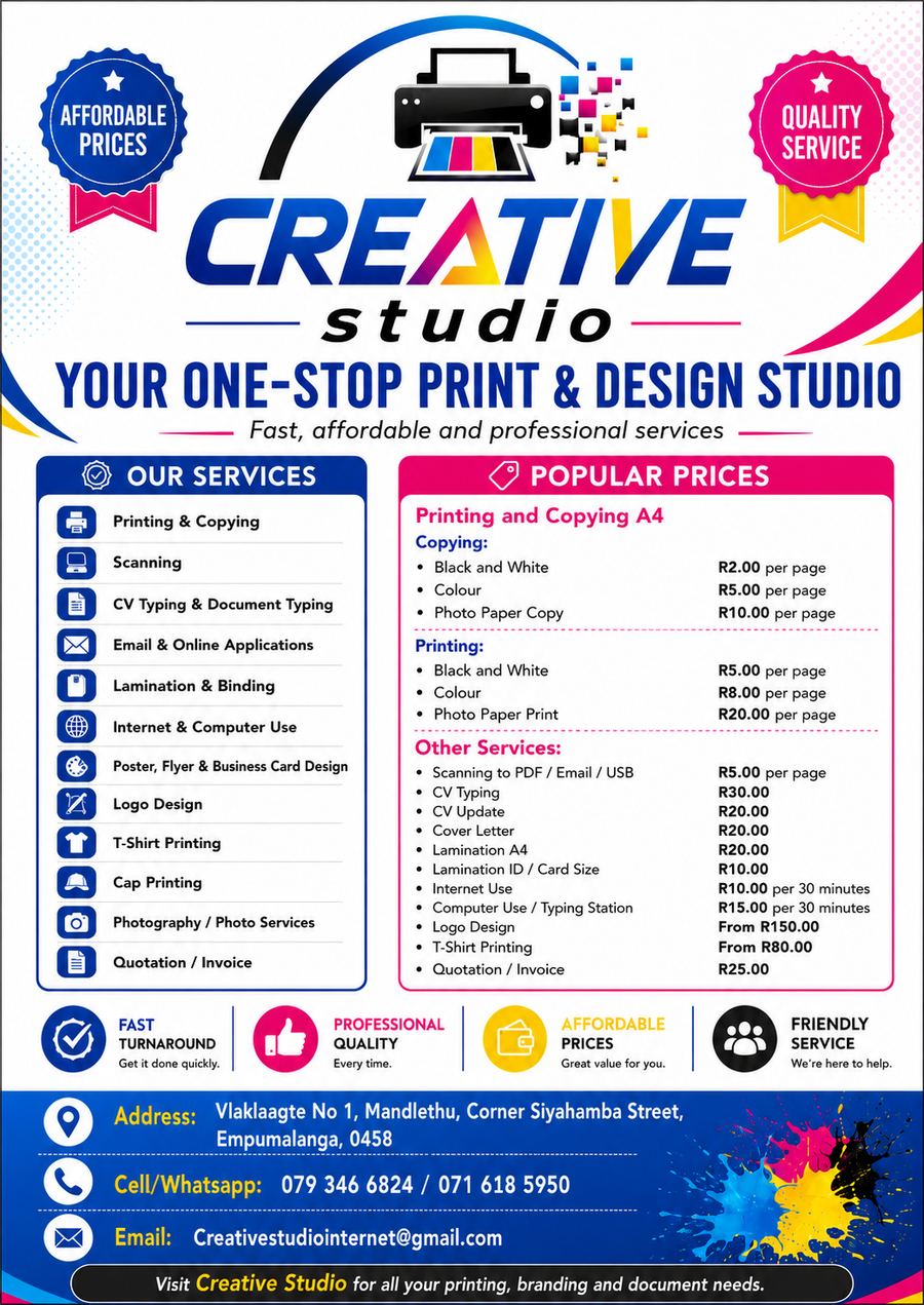 Creative Studio services flyer